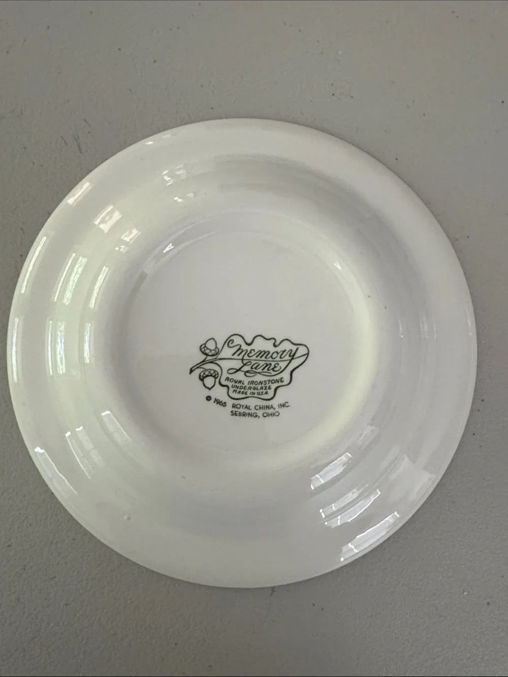 Set of three 1965 Royal Ironstone Memory Lane pattern by Royal China made in USA